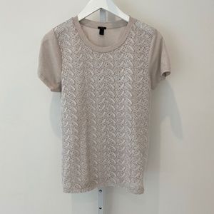 J.CREW BEIGE TONE EYELET COTTON T-SHIRT SIZE SMALL NWOTS!